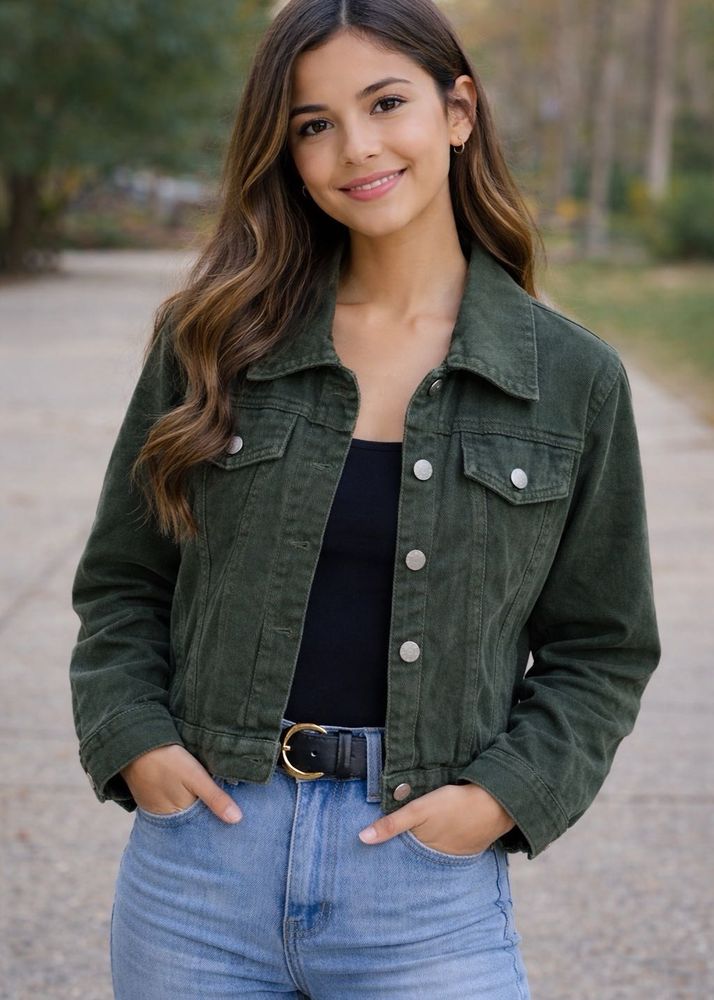 Olive Green Denim Jacket