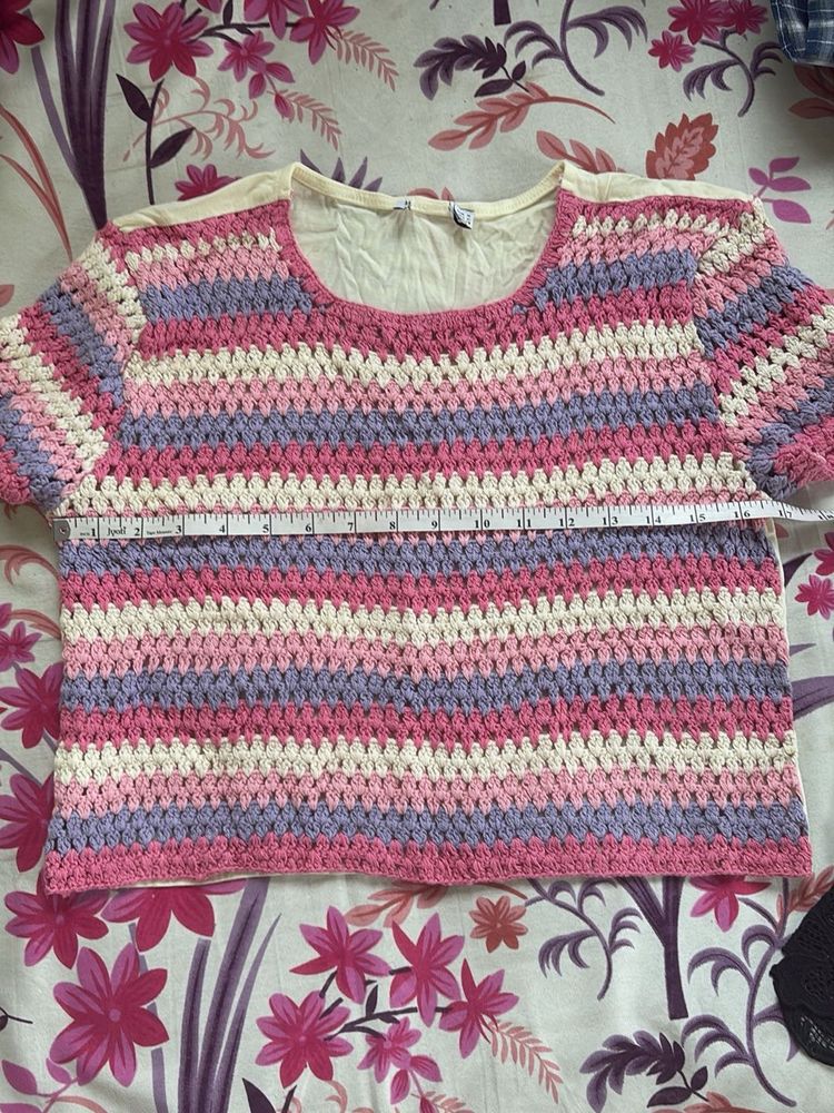 Crochet Knit Top with FREE EARRINGS