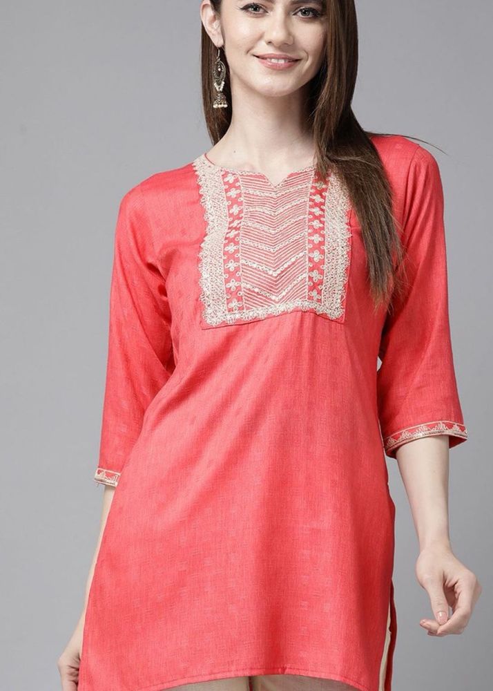 Coral Embroidered Kurti