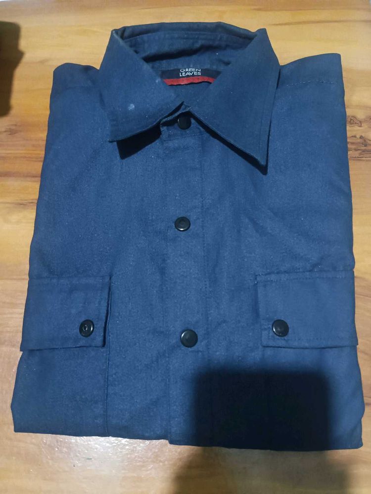 Men's Classic Navy Button-Down Casual Shirt