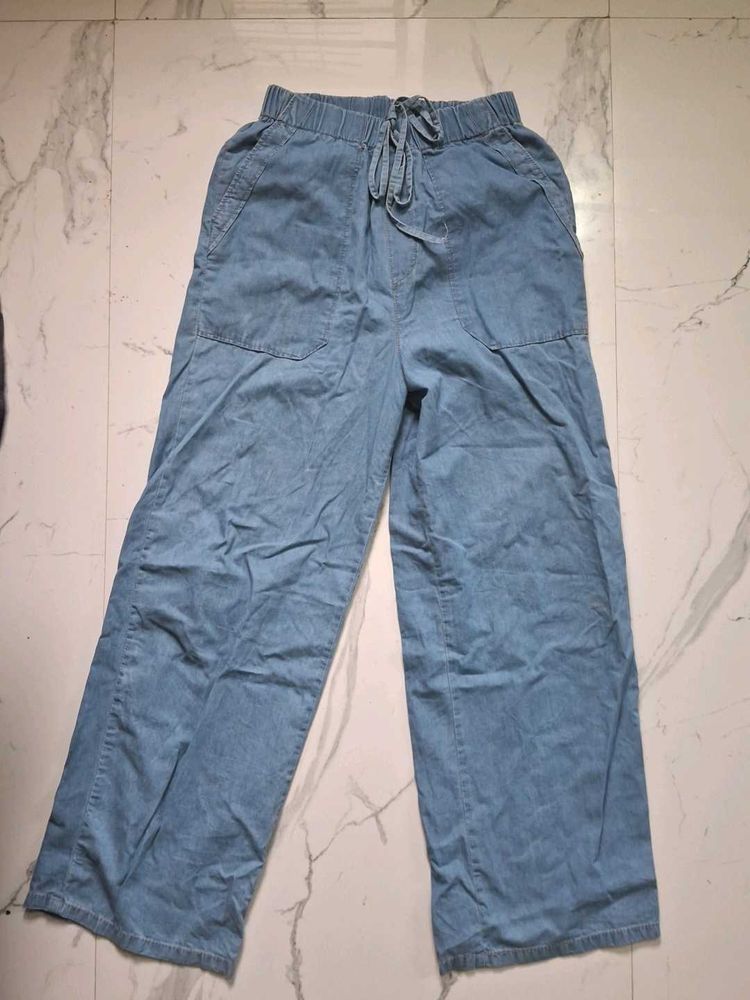 Women&#39;s Wide-Leg Drawstring Jeans Pants