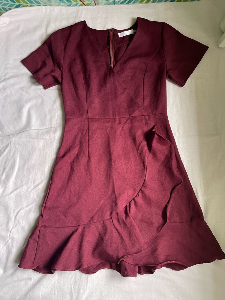 Burgundy Ruffle Dress
