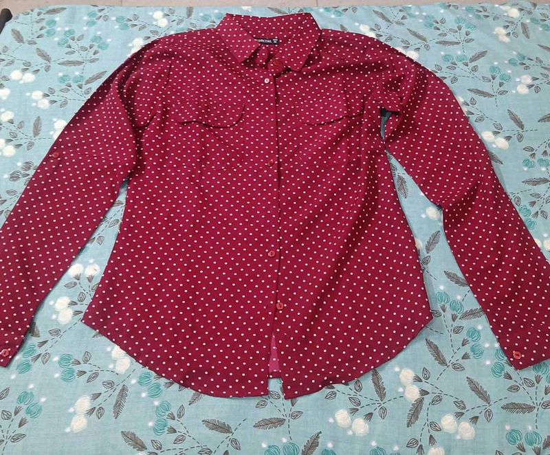 Polka Dot Button-Down Shirt