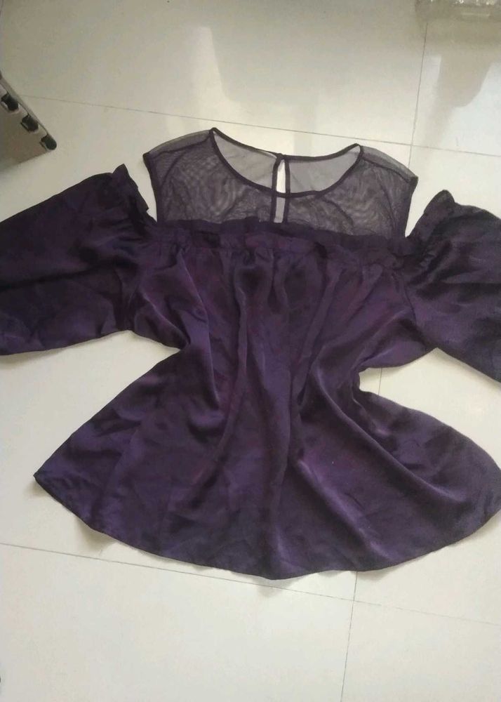 Pretty Purple Top Semi Off Shoulder