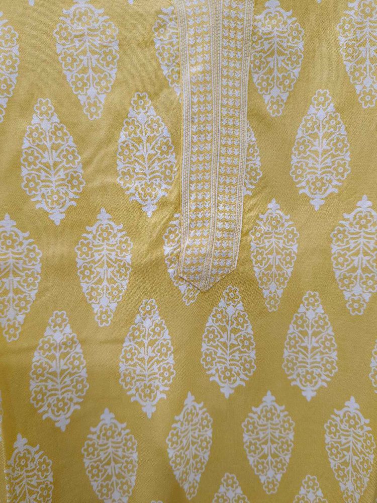 Yellow Printed Kurta
