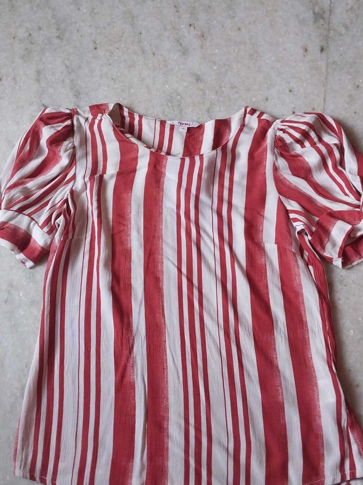 Striped Puff Sleeve Top