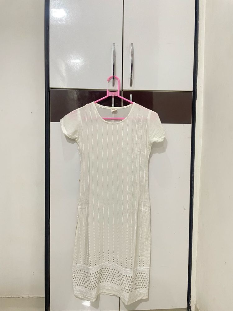 White Eyelet Chikankari Kurta