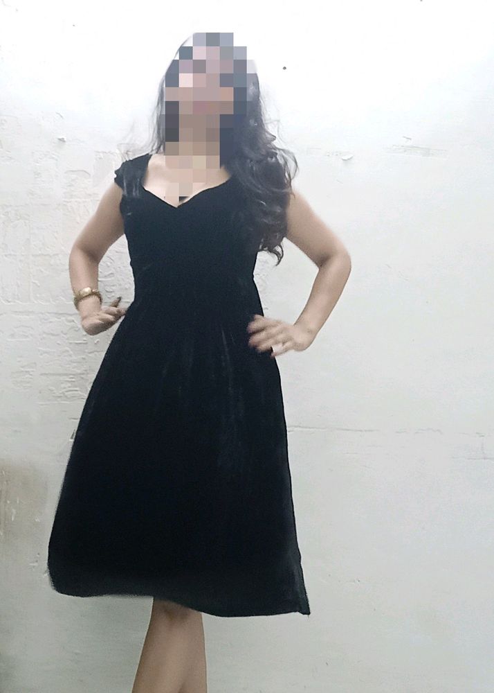 Midnight Black Velvet Dress