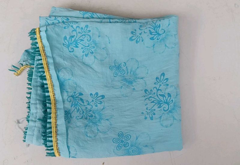 blue color floral print dupatta