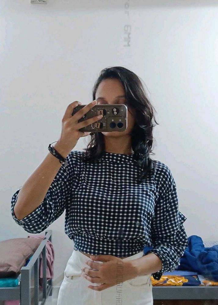 Gingham Tie-Up Crop Top