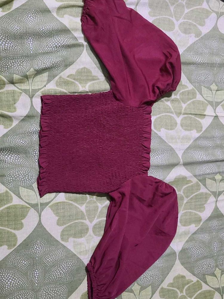 Maroon Bardot Top