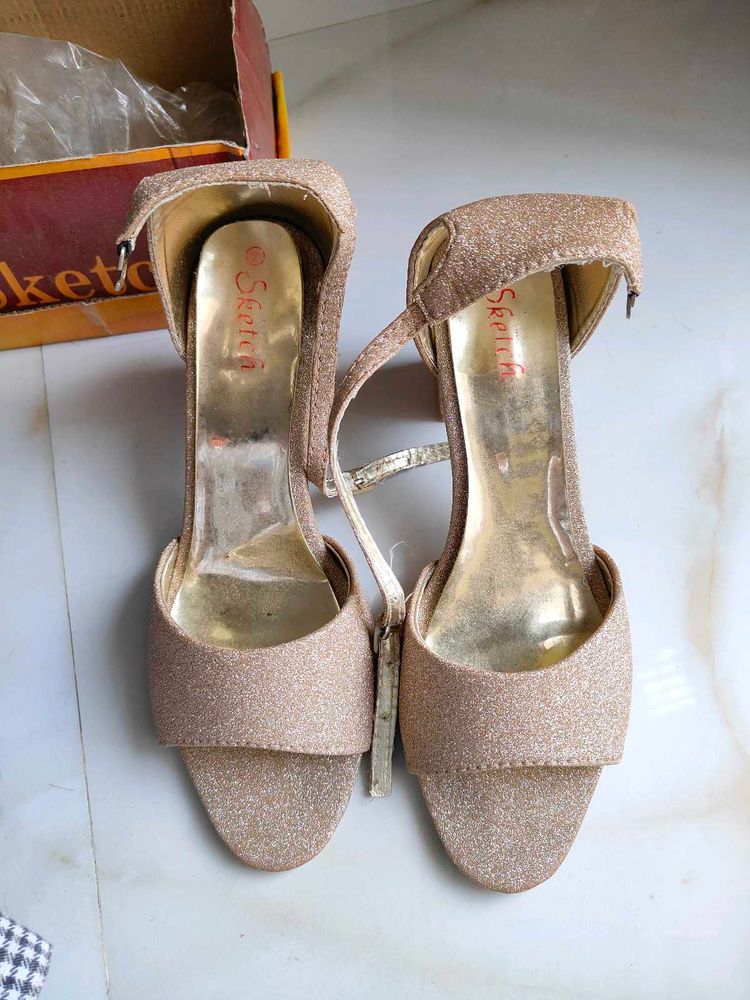 Rose Gold Shimmer Block Heels