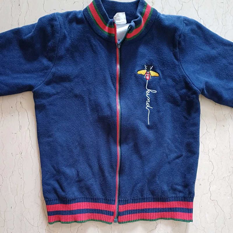 Vintage Gucci style Kids Blue Knit Cardigan