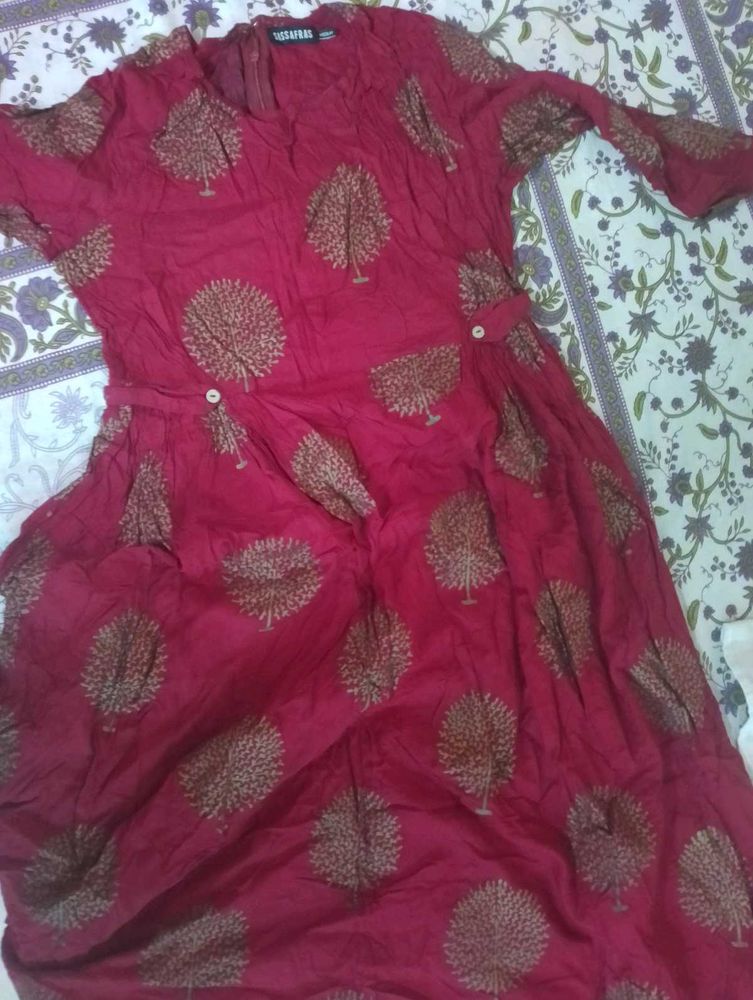 Maroon Printed Dress