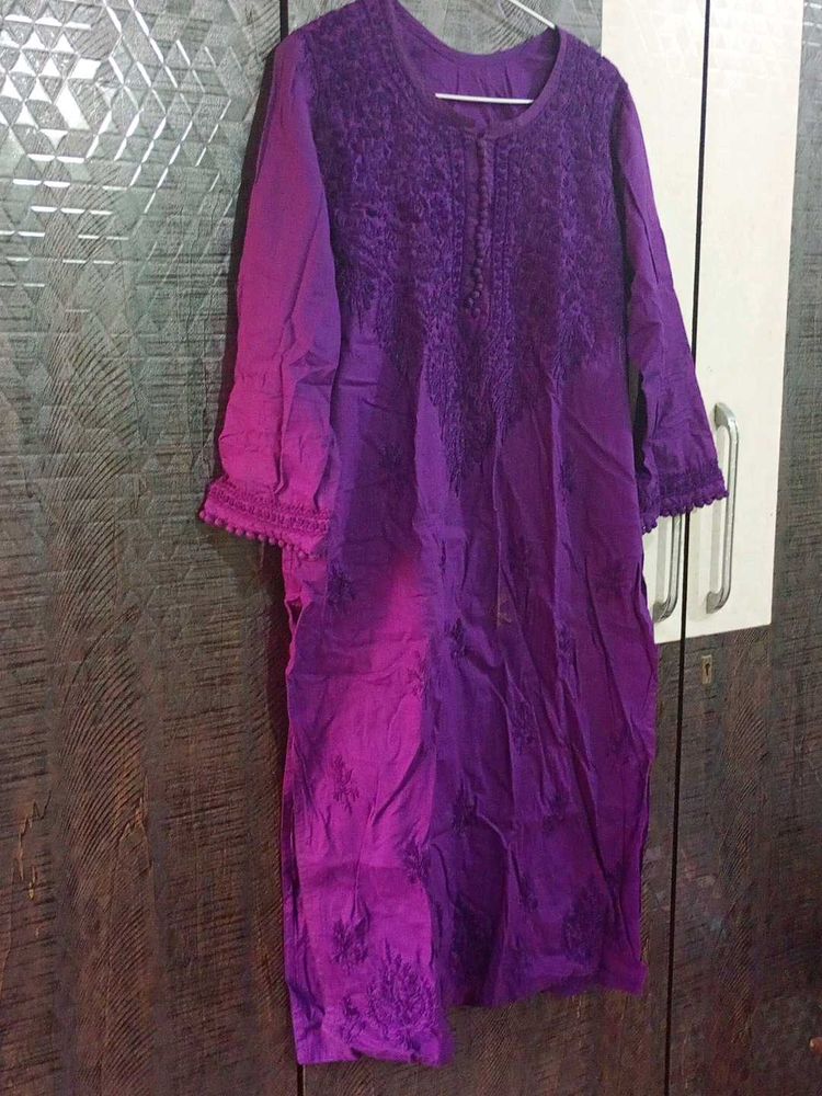 Purple Embroidered Kurta