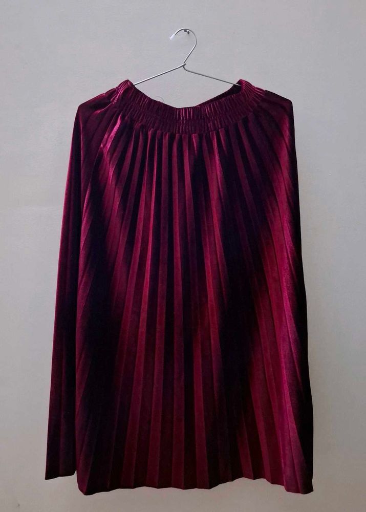Burgundy Velvet midi skirt