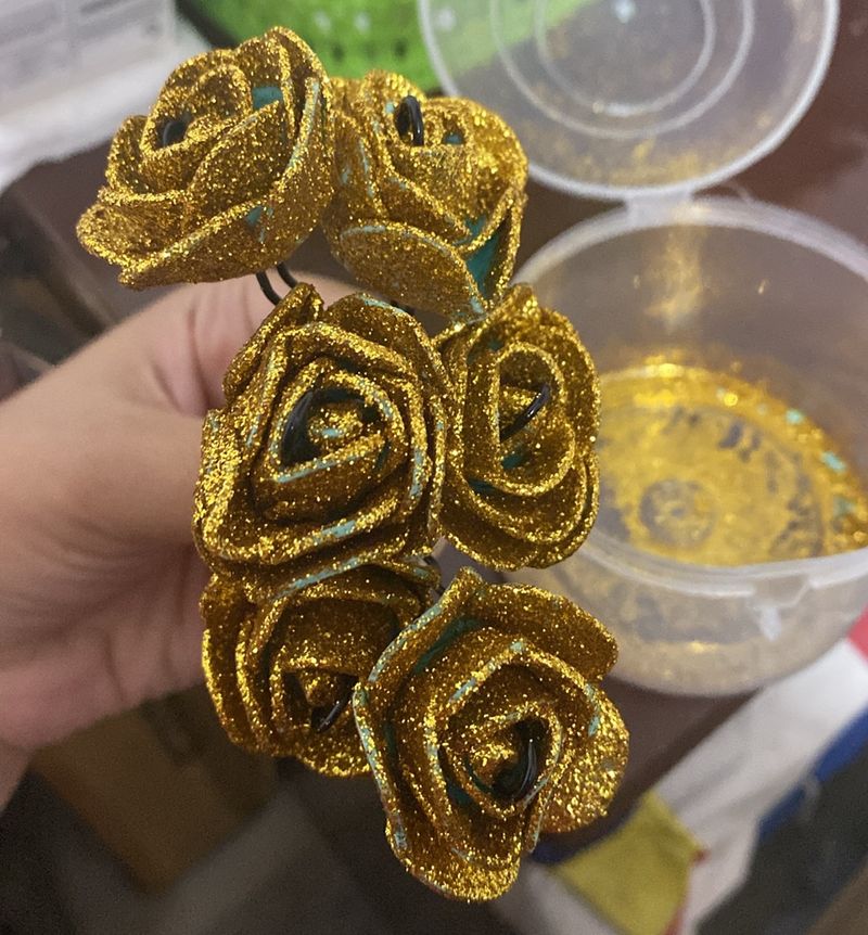 Golden Flower Hair Accessories With Box