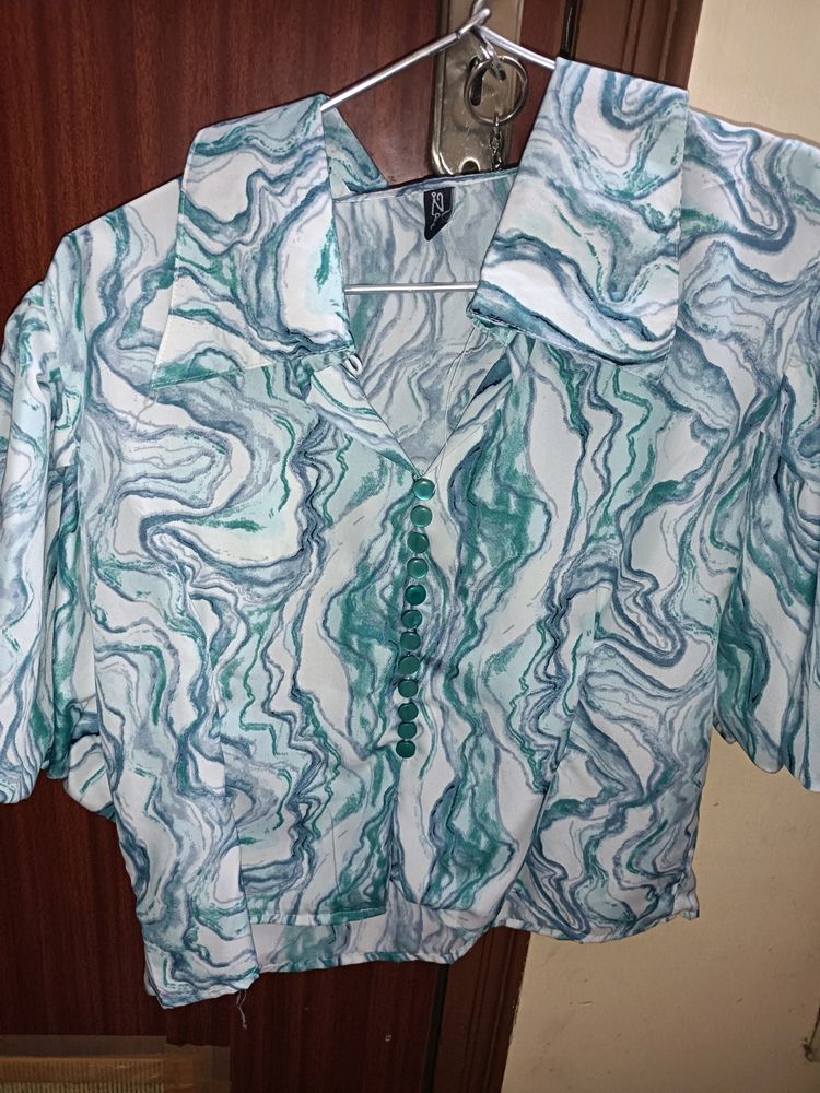 Blue And White Mix Colour Top For Woman