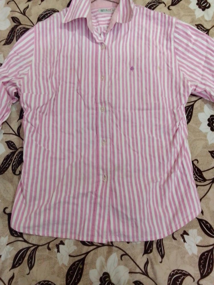 Oversized Pink White Stripes Shirt