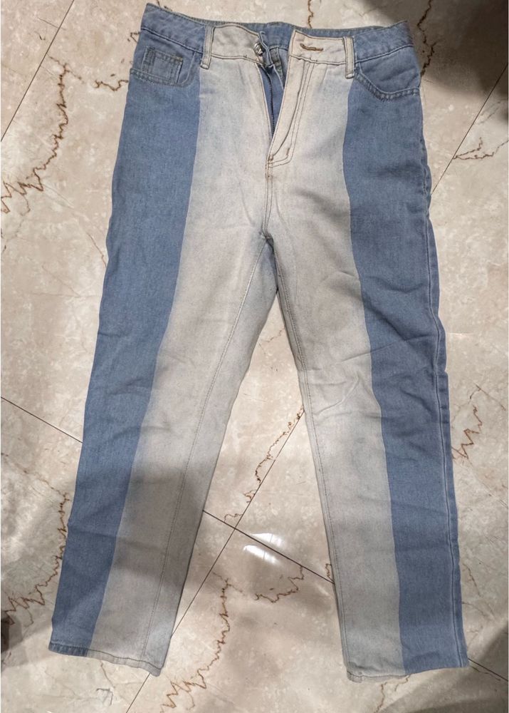 Two-Tone Denim Jeans