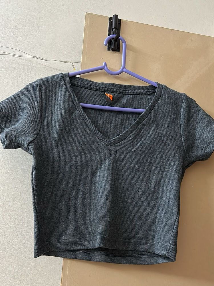 Grey Cropped Top