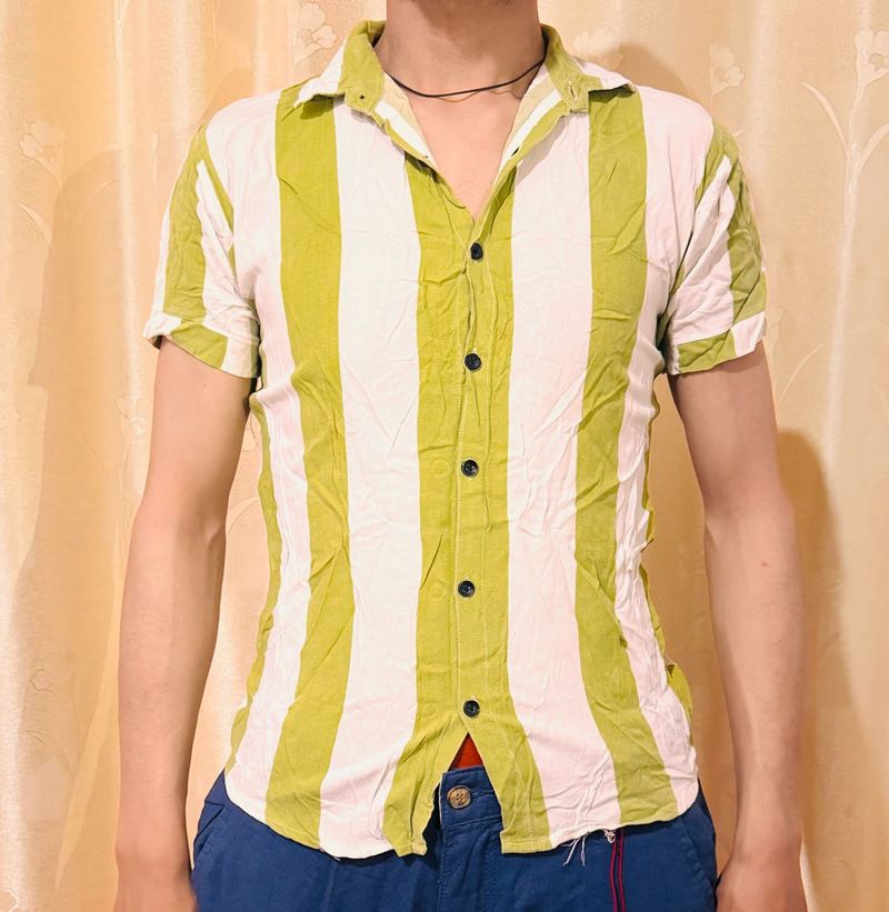 Combo Striped Button-Down Shirt