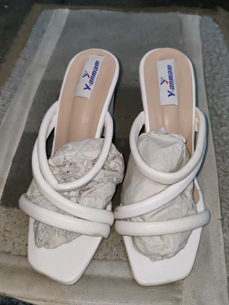 White Strappy Heeled Sandals