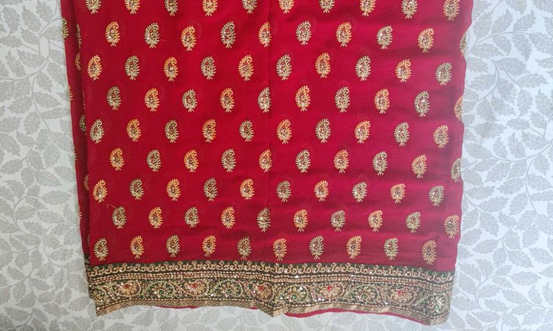 Beautiful Red Georgette Saree