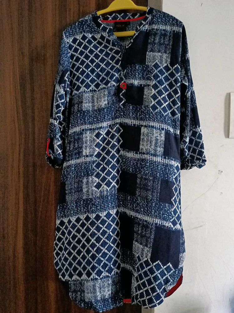 Blue Patterned Tunic Top