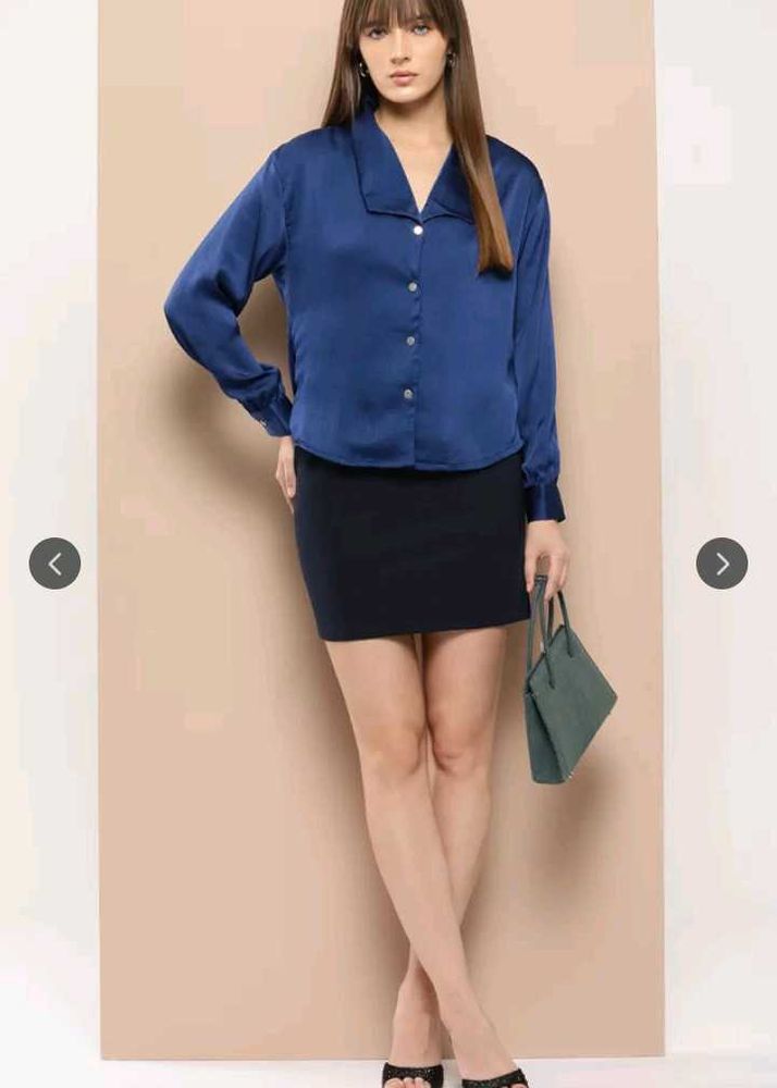 Elegant Blue Satin Top