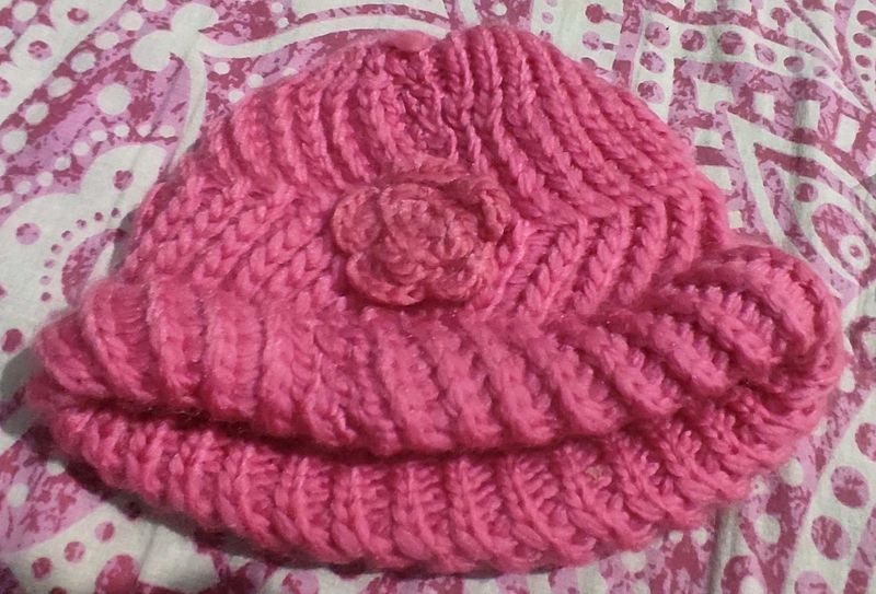 Handmade Knitted Pink Beanie