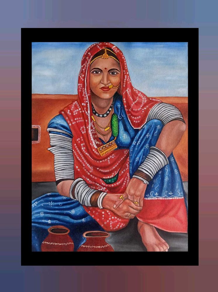 Rajasthani Woman Oil Painting 🎨