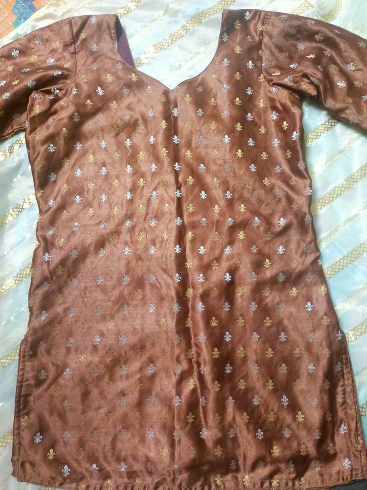 Brown Embellished Short Kurti