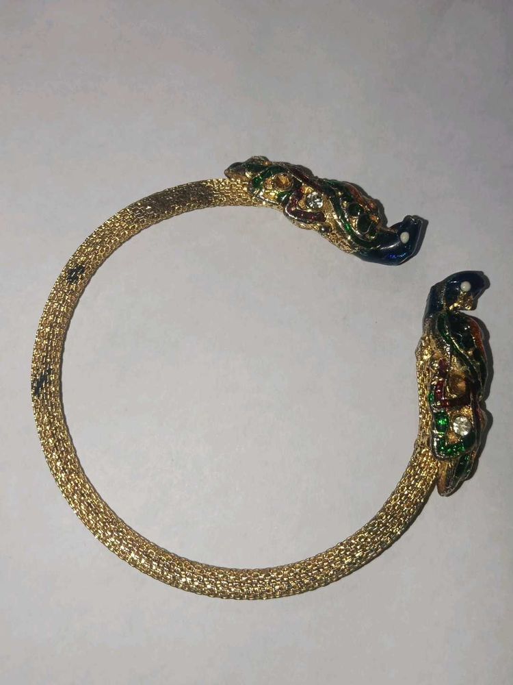 Gold Tone Peacock Bangle Bracelet