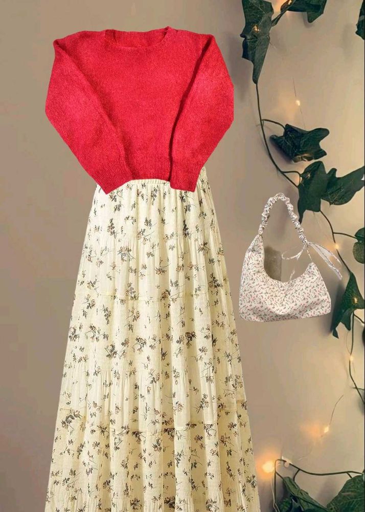 Crochet Pullover Red Tops