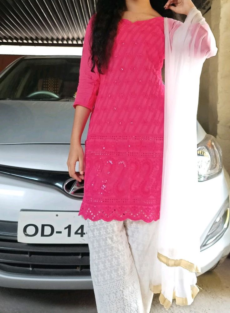 Pink Kurti With Plazo Pant