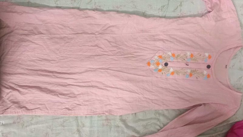 Pink Embroidered Kurta
