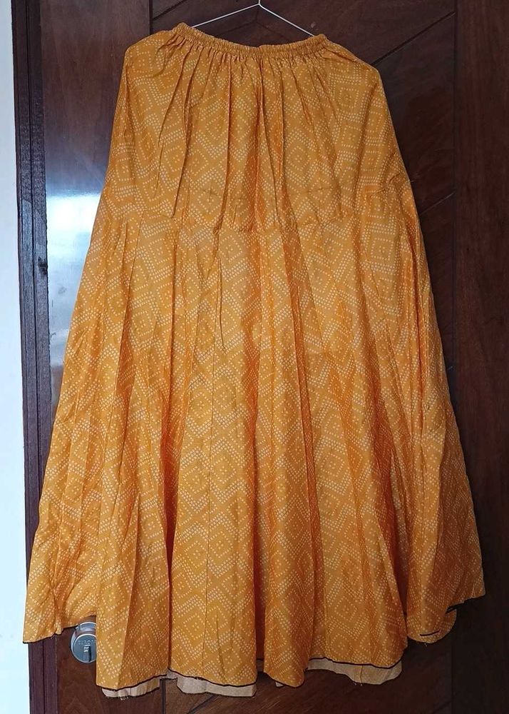Yellow Printed Long Skirt