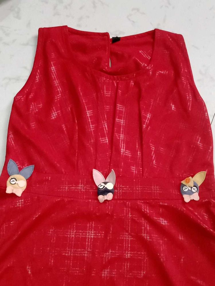 Cute Red Dress w/ Bunny Appliques