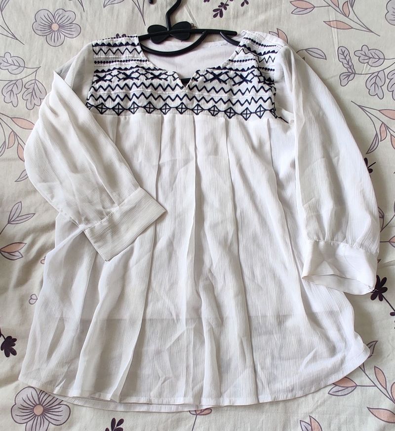 White Embroidered Top