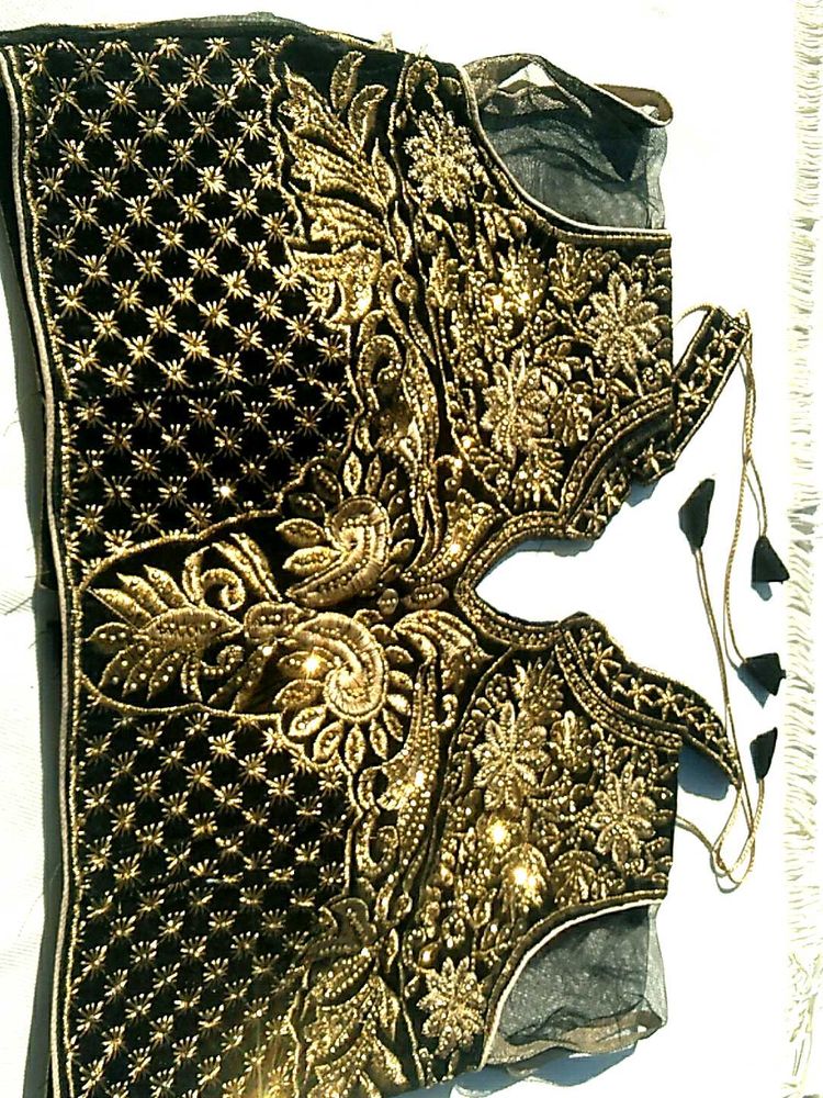 Embroidered Velvet Blouse