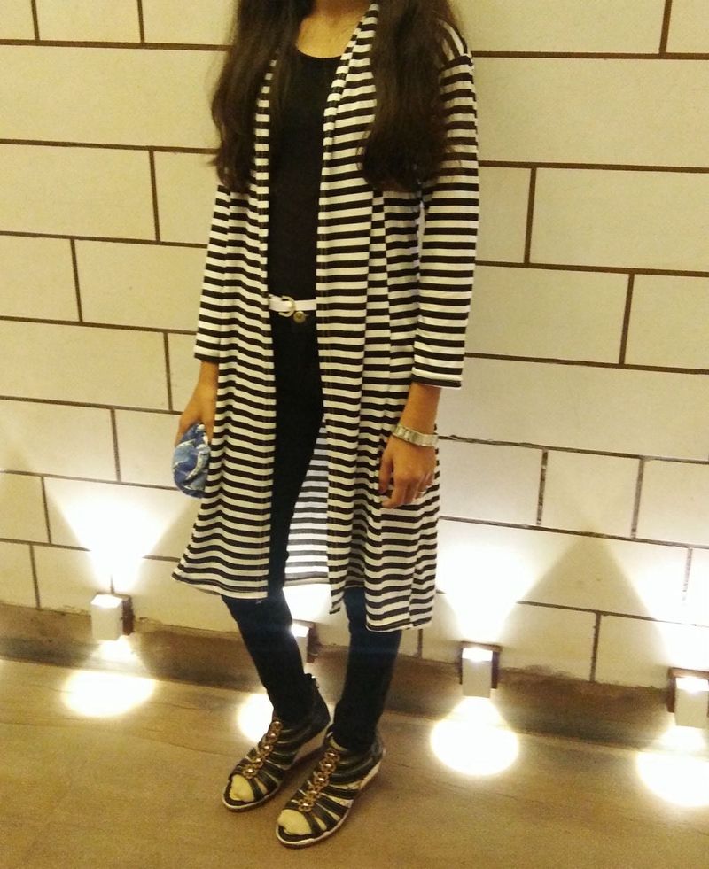 Striped Black &amp; White Shrug