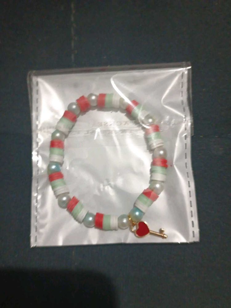 Beaded Bracelet with Heart Charm