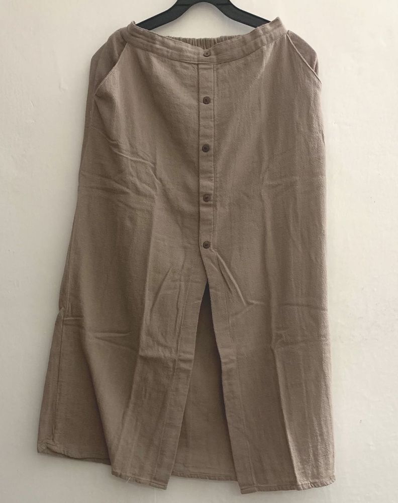 Brownish Button-Down Midi Skirt