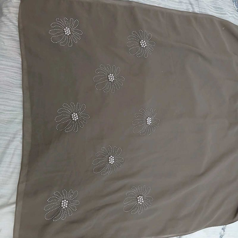 Elegant Floral Dupatta With Beadwork Embroidery