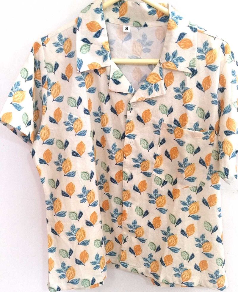 Lemon Yellow Botanical Print Shirt
