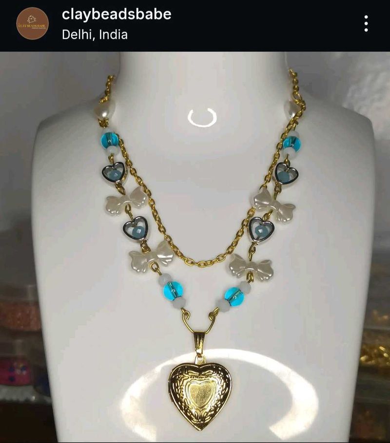 Openable Heart Locket Beaded Necklace