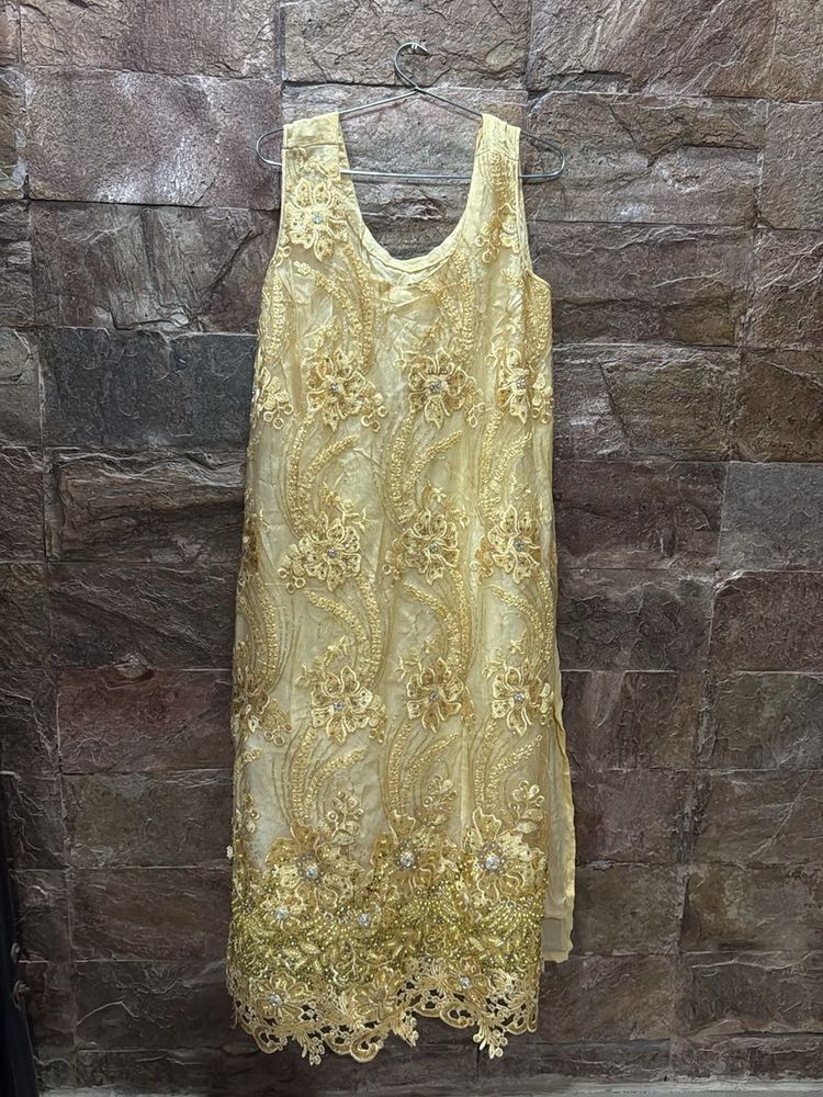 Elegant Gold Embroidered Dress