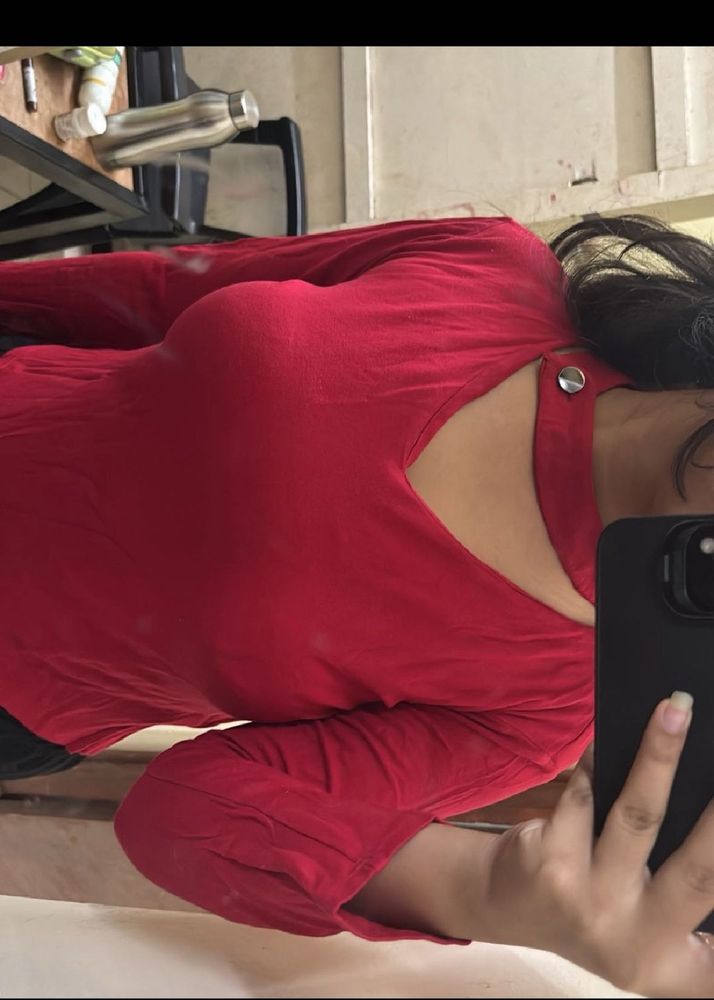 Choker Neck Red Top