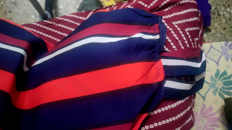 Striped and Bandhani Dress Material